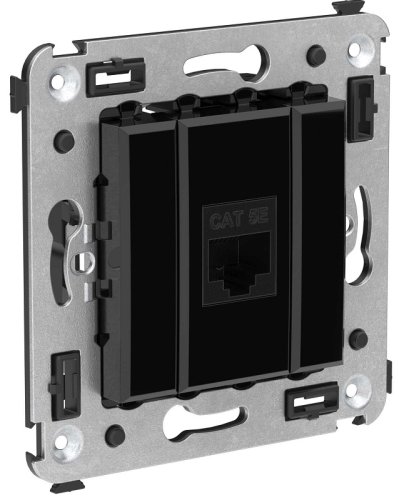 Розетка компьютерная без рамки DKC Avanti 1-м. RJ45 5е черный квадрат картинка
